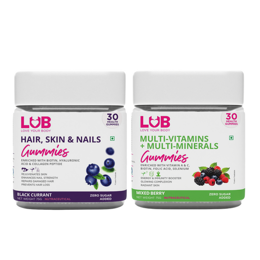 LUB Combo Pack Hair Skin Nails + Multivitamin & Multimineral Gummies